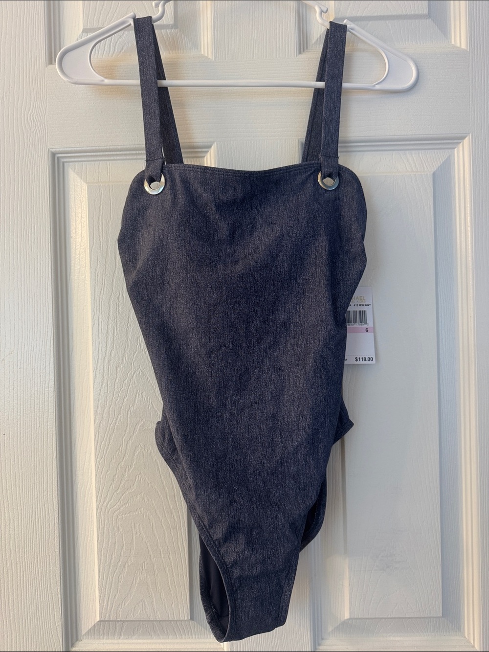 Michael Kors Dark Denim-Look One-Piece Swimsuit